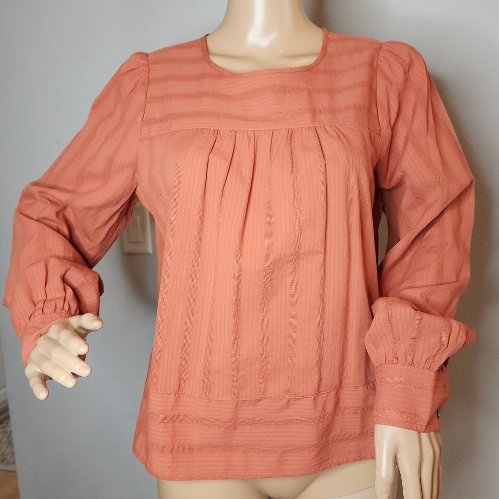 Loft Peachy Terracotta Long sleeve Cotton Blouse. Size small.